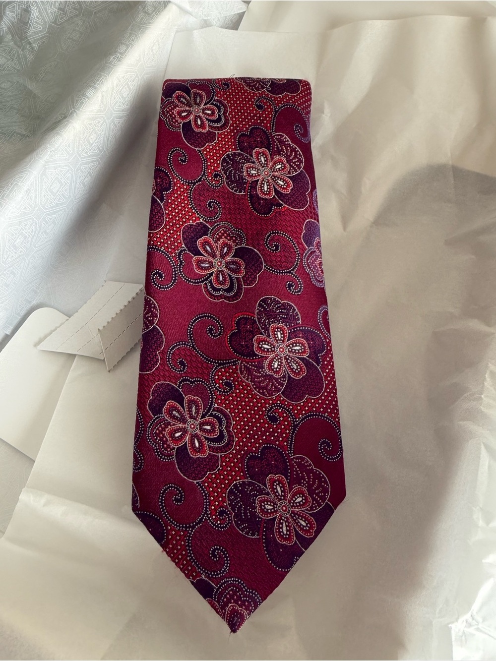 Ermenegildo Zegna Deep Burgundy and Purple Floral Silk Tie